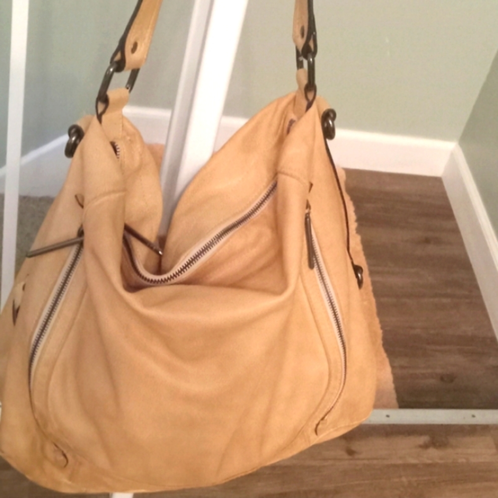 Vintage Elliott Lucca Tan Leather Slouchy Hobo Bag - Picture 2 of 10
